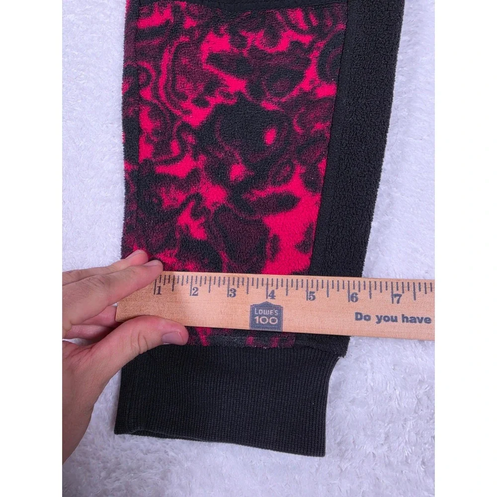 The North Face Rage Mens M Red Nylon Fleece Joggers Swirl Print Pants